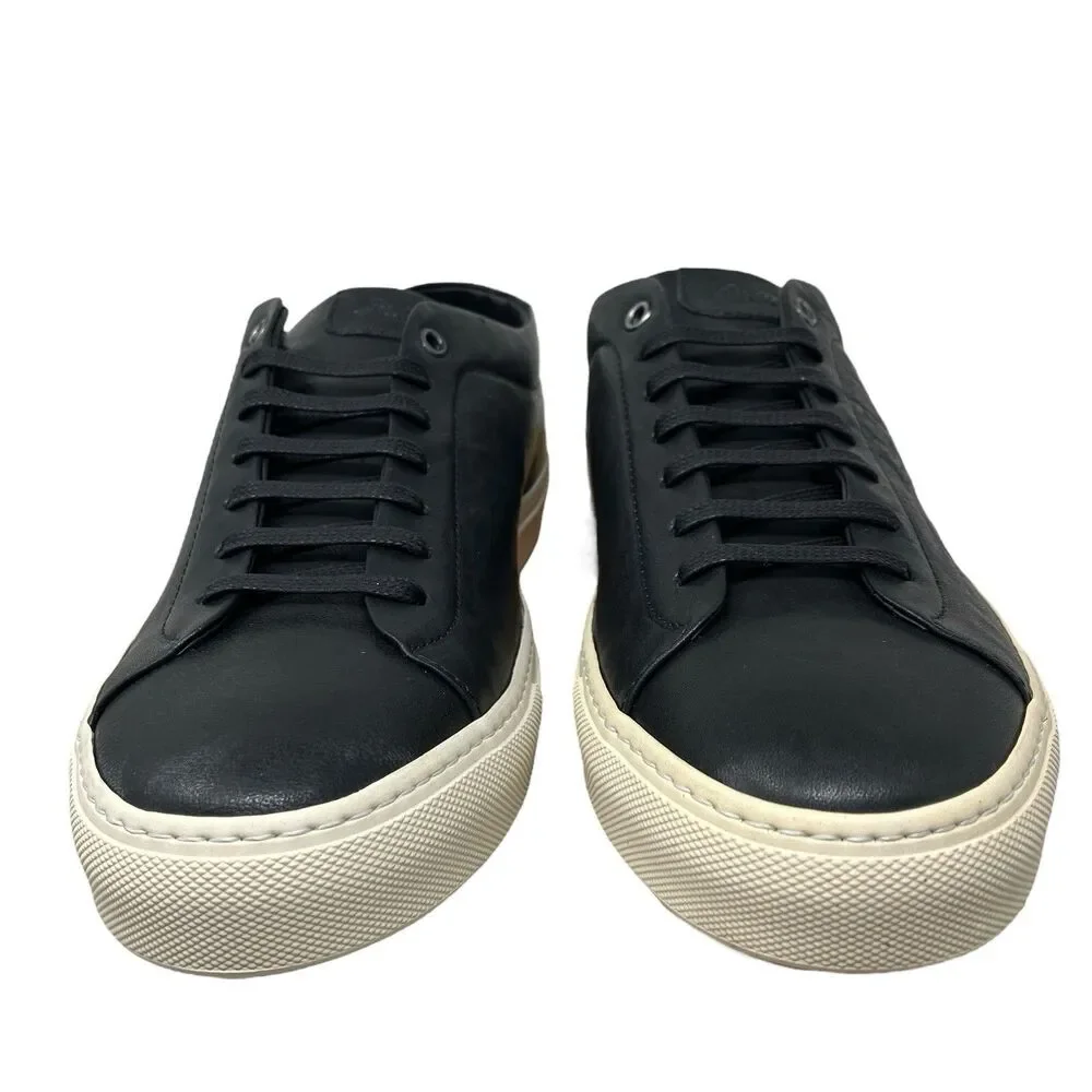 Good Man Brand Sneakers Mens 11.5 Black Leather Edge Lo Top‎ Vachetta Italy New